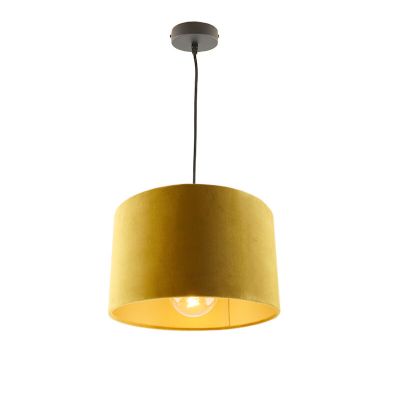 Hanglamp Urvin, geel met goud velours, 30 cm