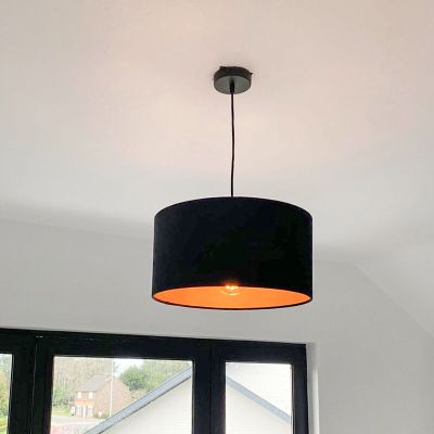 Hanglamp Urvin, zwart met goud velours, 40 cm