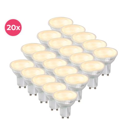 20-pack Dimbare transparante GU10 LED lamp Antonie, 5w, warm wit
