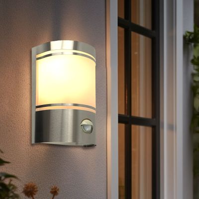 Moderne buiten wandlamp met bewegingssensor Manuel, zilver, aluminium, IP44