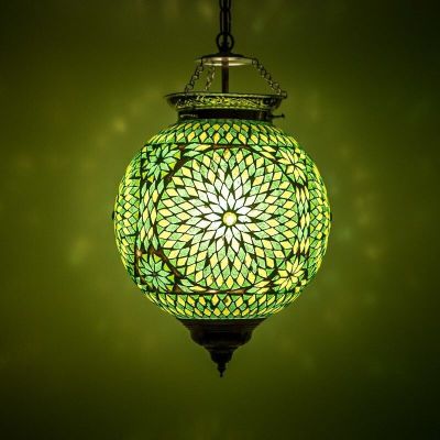 Groene oosterse hanglamp mozaïek, Aziza