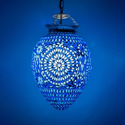 Blauwe oosterse hanglamp mozaïek, Isa