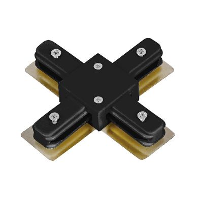 X-vorm connector voor 1-fase railverlichting, zwart