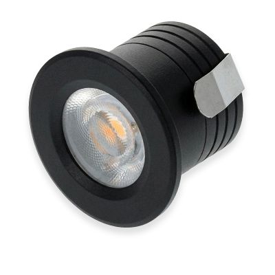 Zwarte mini inbouwspot aluminium, Philomena, 2W, 3000K LED, IP44