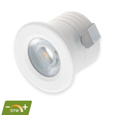 Witte mini inbouwspot aluminium, Philomena, 2W, dim to warm LED, IP44