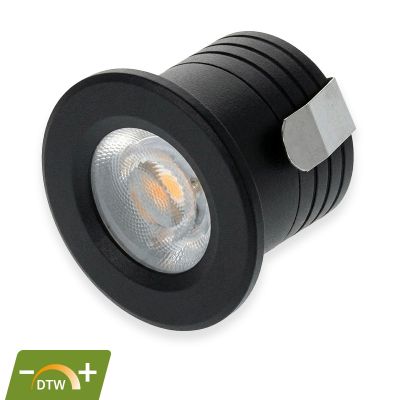 Zwarte mini inbouwspot aluminium, Philomena, 2W, dim to warm LED, IP44