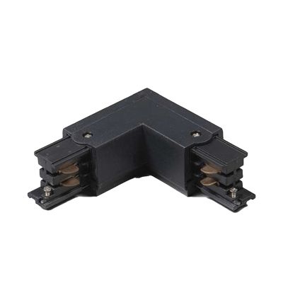 L-vorm connector binnen voor 3-fase railverlichting, zwart, Pro