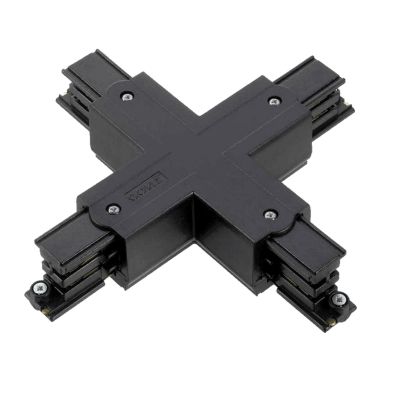 X-vorm connector voor 3-fase railverlichting, zwart, Pro