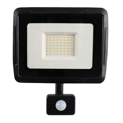 Zwarte LED schijnwerper met sensor Miro, 50W, 3000K