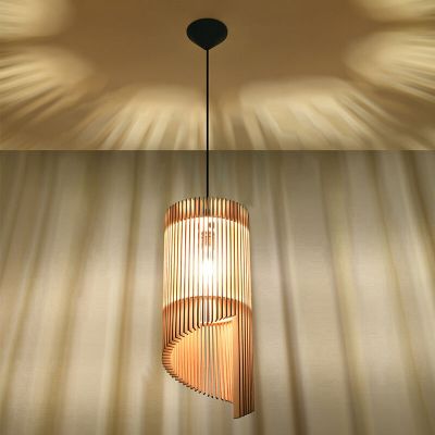Landelijke hanglamp Guiseppe, bruin, hout