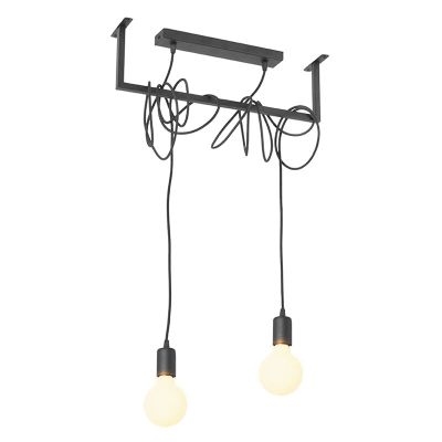 Industriële hanglamp Lauraine, zwart, staal, 2L