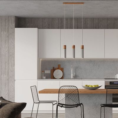 Landelijke hanglamp Ferron, grijs, beton