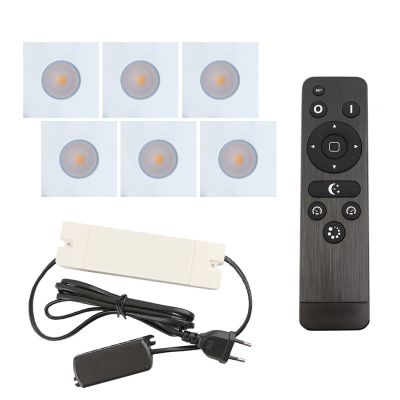 6 vierkante witte veranda inbouwspots Dico, IP65, incl. aansluitset en afstandbediening