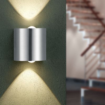 Nikkelen up down wandlamp metaal, Alwyn, 3,2W, 3000K LED