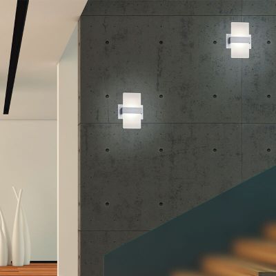 Grijze up down wandlamp, Leontien, 4,3W, 3000K LED, met schakelaar