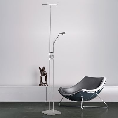 Nikkelen vloerlamp modern, Simon, 15W, 3000K LED, met schakelaar