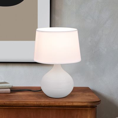 Keramische tafellamp wit, Yesha, met schakelaar
