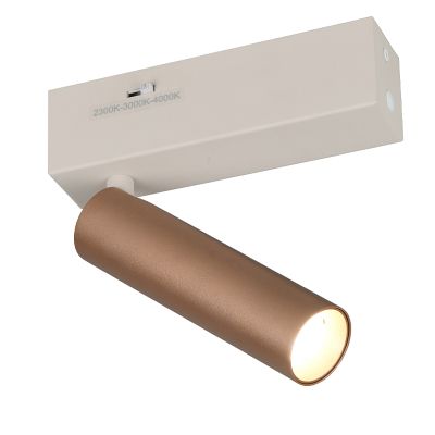 Bruine wandspot modern, Smail, 5,5W, white switch LED, 3-staps dimbaar