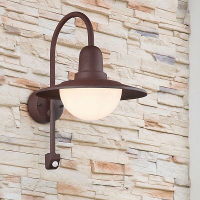 Moderne buiten wandlamp Semmy, Roestkleurig, met bewegingssensor
