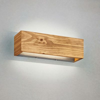 Bruine up down wandlamp Deka, hout, vintage, 13 watt