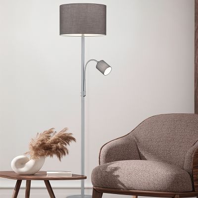 Grijze vloerlamp modern, Ledbury, met schakelaar