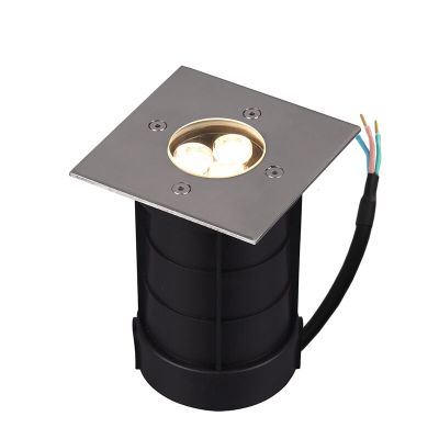 Nikkel grondspot Jabari, metaal, modern, 3 watt, vierkant