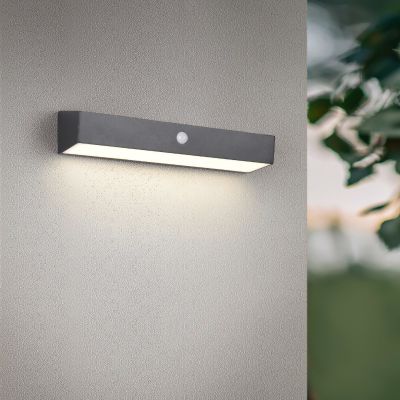 Zwarte buiten wandlamp op zonne-energie modern, Ravindra, 6W, 4000K LED, IP44