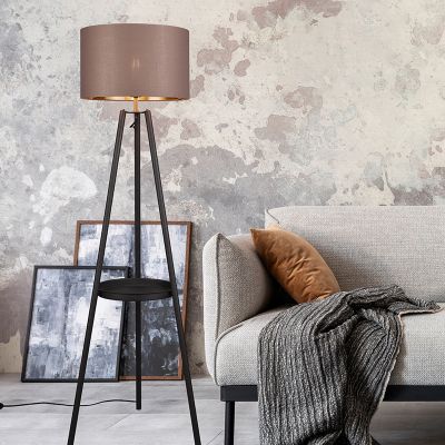 Taupe driepoot vloerlamp modern, Wendel, met schakelaar