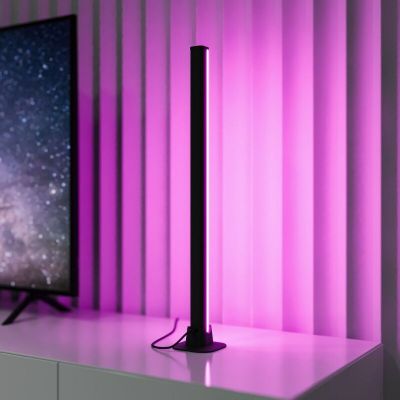 Zwarte tafellamp modern, Wissal, 5W, RGB LED, met afstandsbediening