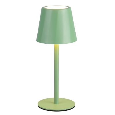 Groene oplaadbare tafellamp metaal, Priya, 1,6W, warm tot koud wit verstelbare LED, 3-staps dimbaar