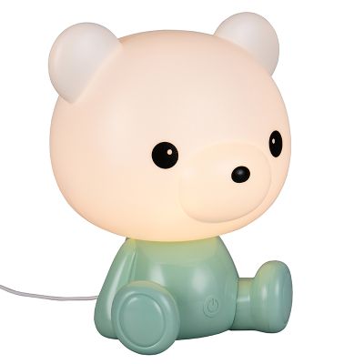 Groene kinderkamer tafellamp kunststof, Lumibear, 0,3W, RGB LED, met schakelaar