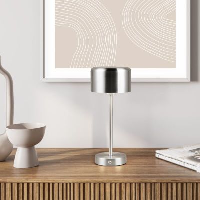Nikkelen oplaadbare tafellamp modern, Dustin, 1W, 3000K LED, met touchdimmer