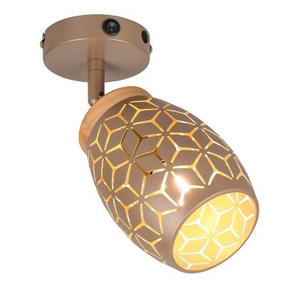 Bruine wandspot modern, Delana, met schakelaar