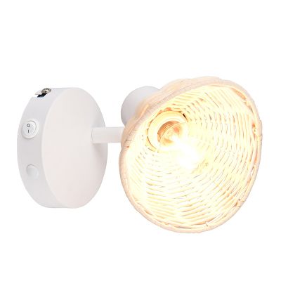 Rotan wandlamp bruin, Sijmen, met schakelaar