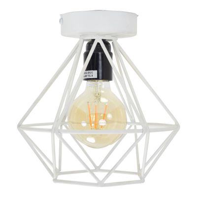 Industriële plafondlamp Merlon, wit, rond