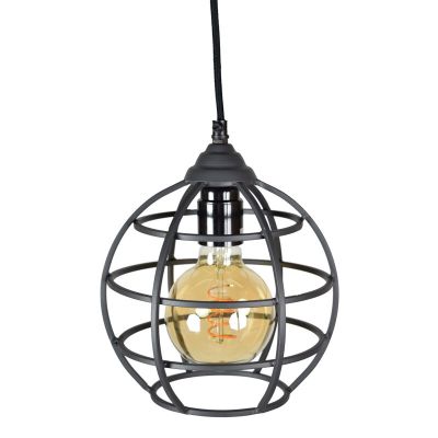 Industriële hanglamp Roland, zwart, rond