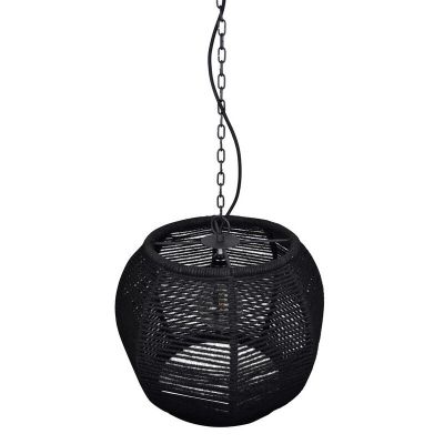 Stoere touw hanglamp Milca, Zwart touw