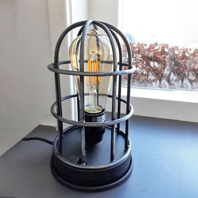 Industriële tafellamp grijs, Nova, met schakelaar