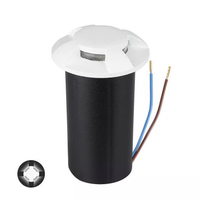 Witte grondspot Marcus (4 stralen), kunststof, IP67, 1W, 6500K