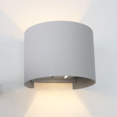 Grijze up-down wandlamp Dion, 6w, 4000K, rond, IP65