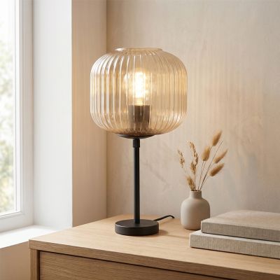 Design tafellamp amber, Charlois, met schakelaar