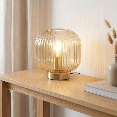 Design tafellamp amber, Charlois, met schakelaar