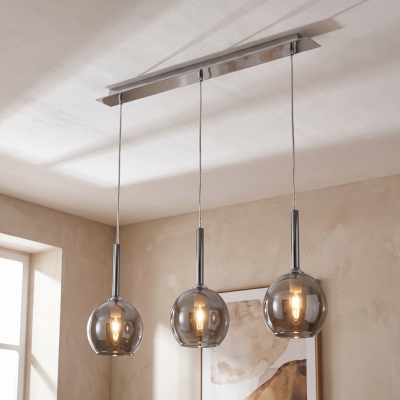 Design hanglamp Gwendolynn, chroom, glas