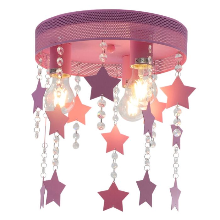 Roze kinder plafondlamp Doenja, metaal
