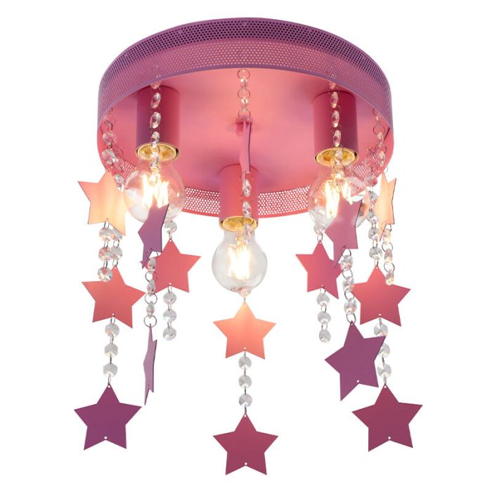 Roze kinder plafondlamp Doenja, metaal