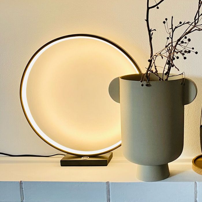 Designer tafellamp Diogo, zwart, met touchdimmer