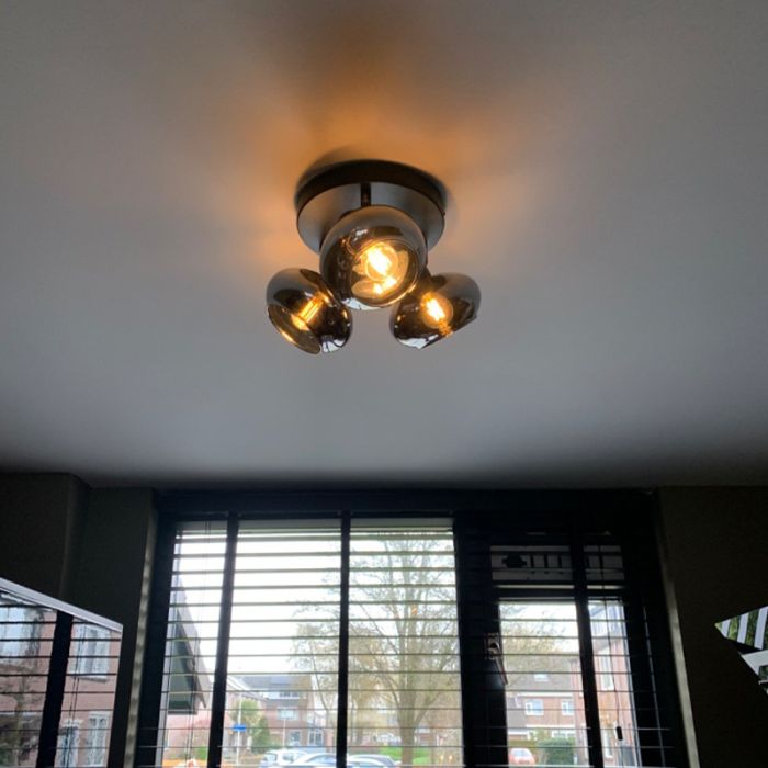 Design plafondspot Skip, zwart, glas, 3L rond