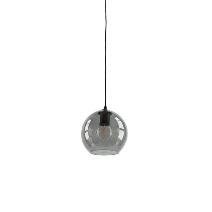 Ronde design hanglamp Lazaro met 3 rookglas kappen