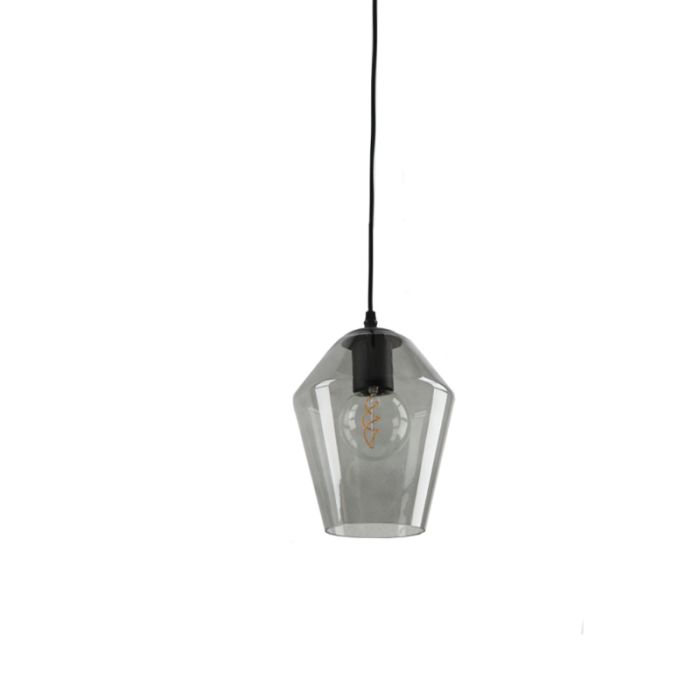Ronde design hanglamp Lazaro met 3 rookglas kappen