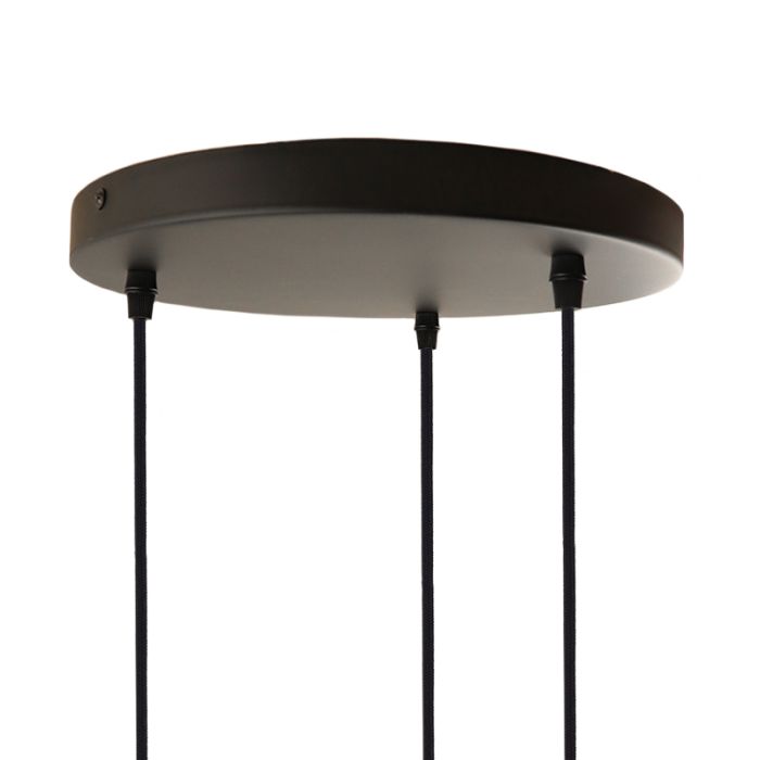 Ronde design hanglamp Lazaro met 3 rookglas kappen